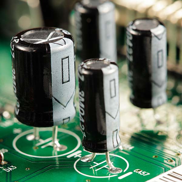 Capacitor electrical components on a circuit board